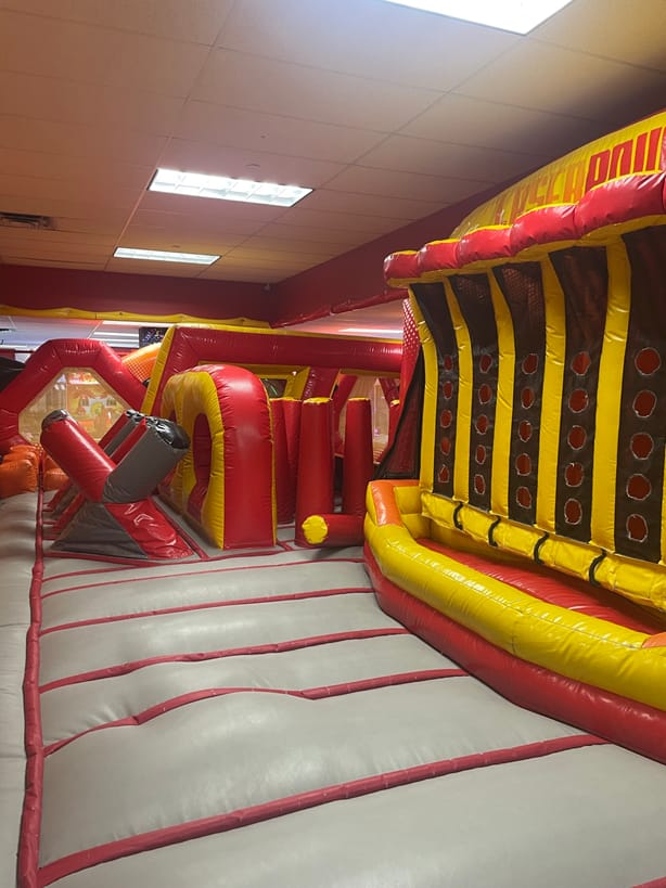 Inflatable trampoline park at Laser Bounce Queens